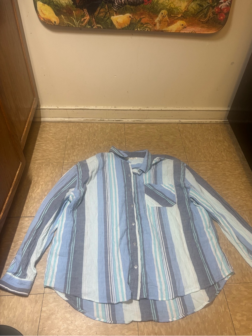 Casual Striped Button-Down Shirt - Blue Multi